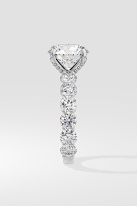 Anillo de media eternidad solitario de 3 quilates con diamantes creados en laboratorio, banda pavé de 4 puntas, 75% de cobertura, regalo de compromiso/aniversario, oro blanco - Product Image 3
