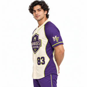 Camiseta de Béisbol al por Mayor, Unisex, para Adultos, con Botones, Manga Corta, Personalizable con Logotipo, Nombre y Número del Equipo, Absorbe la Humedad, 100% Poliéster - Product Image 3