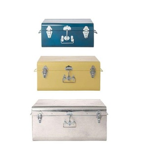 High Demand <b>Trunk</b> <b>Metal</b> <b>Storage</b> Box Set With Hinged Lid Industrial Style 3 Colors Stackable for Sundries Use <b>Trunks</b> - Product Image 1
