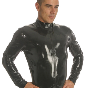 <b>Men's</b> <b>Black</b> Glossy Long Sleeve <b>Slim</b> <b>Fit</b> <b>Shirt</b> Stand Collar Solid Color Gothic Style Woven Polyester - Product Image 4