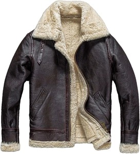 Blouson aviateur en cuir d'hiver haut de gamme avec col en fourrure luxueux, design respirant, coupe confortable et chaude, et service de personnalisation de marque - Product Image 6