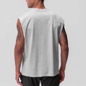 Heather <b>Grey</b> Thick Cotton <b>Men's</b> Tank Top Oversize Athletic Singlets Gym Sports Wear Sleeveless Tank Top For <b>Men's</b> - Product Image 2