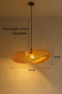Handwoven Bamboo Pendant Light Japandi Wabi Sabi Lampshade Natural Rattan <b>Ceiling</b> Lamp Eco Friendly Supplier - Product Image 4