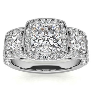 Bague en Moissanite Taille Coussin Géométrique en Argent Sterling 925 Plaqué Or Blanc, Élégante et Luxueuse pour Fiançailles, Mariage, Anniversaire, Mariée - Product Image 1