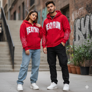 Sweat à capuche épais 500 GSM avec strass, broderie appliquée personnalisée, strass sur toute la surface, streetwear unisexe à fermeture éclair - Product Image 3