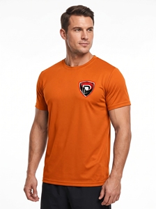 Dumela Men's <b>Orange</b> Short Sleeve O-Neck Casual Solid <b>T</b>-<b>Shirt</b> Regular Fit Breathable 100% Polyester Knitted - Product Image 3