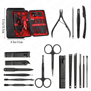 Wholesale 18PCS Black Stainless Steel Manicure <b>Pedicure</b> Kit Custom Logo Nail Clipper Set Chiropody <b>Tools</b> Private Label OEM - Product Image 5