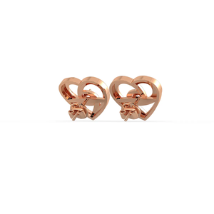 14K 18K 22K Rose Gold Round Cut Lab Grown Diamond Open Heart Swirl <b>Stud</b> <b>Earrings</b> Dainty Romantic <b>Fine</b> Jewelry For Women - Product Image 3