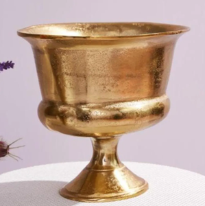 Modern <b>Vintage</b>-Style Brass Pedestal Urn Exquisite Metal Handicraft <b>Vase</b> for Wedding Tabletop and Event Decoration - Product Image 1