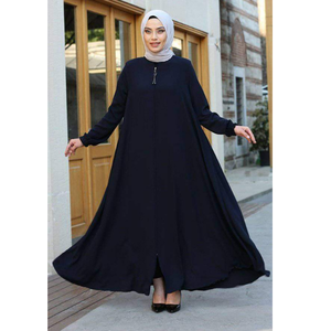 Abaya pour femmes en tissu doux, dernier design, fermeture éclair centrale, style turc, respirante, en mousseline, lin et satin, robe de prière islamique confortable - Product Image 6