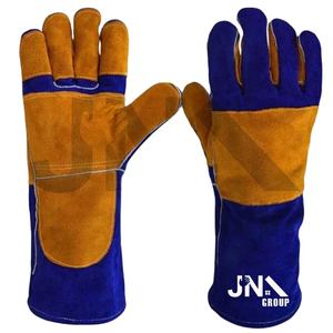 Gants de travail en cuir à manchette longue, résistants à la chaleur, pour le barbecue et la soudure - Product Image 1