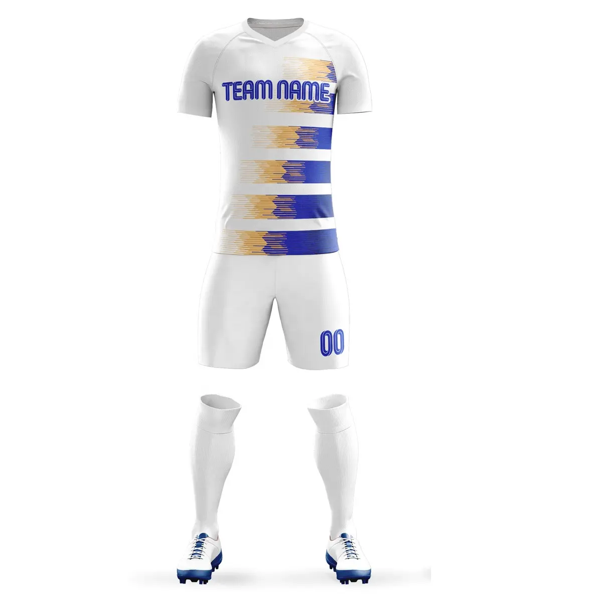 כדורגל ג 'רזי סטי סובלימציה כדורגל ללבוש עבור גברים של כדורגל ג' רזי אימון מועדון מהיר יבש מקורי כחול כדורגל ללבוש כדורגל