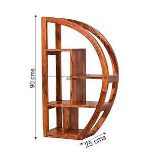 Estantería en forma de D hecha de madera de teca maciza de alta calidad con acabado marrón para uso en interiores. - Product Image 5
