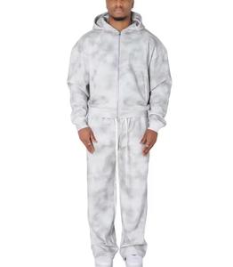 Men's <b>Tie</b> <b>Dye</b> Hooded Tracksuit <b>Set</b> Full Zip Sweatshirt and Sweatpants Casual Loose Fit 100% Cotton Gradient Color - Product Image 6