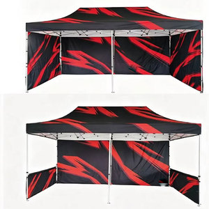 Tente de réception personnalisée 3x3m noire en polypropylène tissé imperméable avec parois latérales pliables et sac de transport toutes saisons - Product Image 2