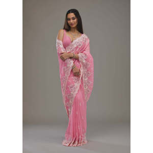 Designer Embroidered Saree with Sequins Work for <b>Mother</b> <b>of</b> <b>the</b> <b>Bride</b> <b>Dresses</b> - Product Image 4