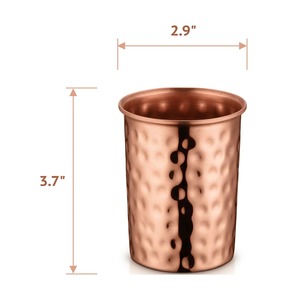 India Hand-made Pure Copper Water Pitcher <b>Jug</b> 1500ML Portable 4 Smooth <b>Drinking</b> Tumbler Glasses 300ML Glossy Touch Art Ayurveda - Product Image 2