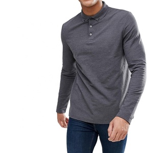 Camiseta lisa de manga larga para hombre, Polo de algodón piqué de alta calidad, 210g, venta al por mayor - Product Image 1