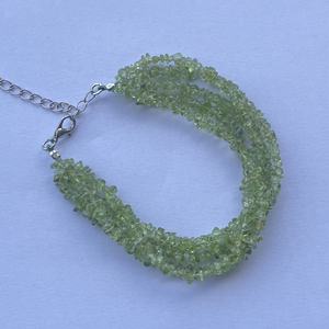 925 Sterling Silver Natural Peridot Stone Uncut Chips Twisted Rope Style <b>Beads</b> <b>Bracelet</b> Cute Gold Plated Semi Precious Jewelry - Product Image 3