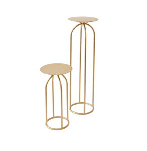 Ensemble de deux pots et jardinières en métal finition or, support pour plantes, décoration pour la maison, le jardin, l'hôtel, le restaurant, le salon - Product Image 1