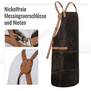 Delantal de Cuero Hecho a Mano con Bolsillos para Herramientas, Delantal de Cuero Versátil para Artesanos y Criadores de Arte - Product Image 4