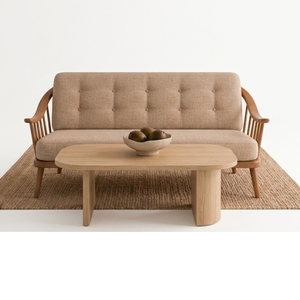 Solid <b>Wood</b> 3 Seater <b>Sofa</b> with Fabric Cushion for Living Room Home Hotel Apartment Project - Product Image 1