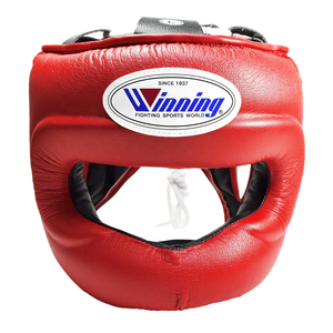 อุปกรณ์ป้องกันศีรษะสำหรับฝึกซ้อมมวยแบบเต็มหน้า สีน้ำเงิน ยี่ห้อ Winning คุณภาพสูง ปรับแต่งได้ ผลิตจากหนังแท้ พร้อมเชือกผูก - Product Image 2