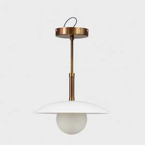 Brushed Brass Pendant <b>Light</b> White Disk Shade G9 Hanging Lamp Warm White for <b>Dining</b> Room - Product Image 4