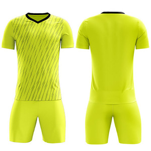 Ensemble de maillots de football unisexes personnalisés, bleu et blanc rayé, col en V, 100 % polyester, respirant, coupe athlétique, service OEM frontal - Product Image 2
