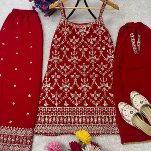 Conjunto Sharara de Georgette, Hermoso y Elegante, Estilo Indio-Pakistaní, para Fiestas, Bodas y Uso Casual, para Mujer - Product Image 1