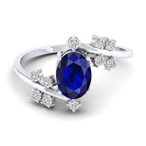 Anillos Solitarios de Plata de Ley 925 con Moissanita de Diseño Elegante REYES para Mujer, Anillos de Compromiso de Lujo con Zafiro Azul de 1.2 Quilates - Product Image 5