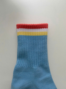 JUNZU <b>Women's</b> Light Blue Crew <b>Socks</b> with Anti-Slip Grip Quick Dry Breathable Fabric Ribbed Cuff-Standard Thickness for Daily Use - Product Image 3
