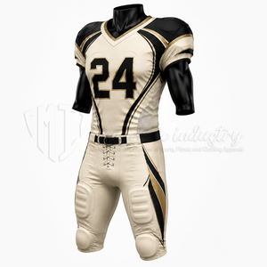 Custom American Football Uniform Set for Black Gold Padded Jersey <b>Pants</b> Team Sportswear 100% Polyester Spandex Breathable - Product Image 3