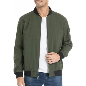 Mens Winter Soft Fabric Bomber <b>Jacket</b> Casual Street Style Zipper Front Comfortable Rib Knit Cuffs Functional Pocket Finished - Product Image 1
