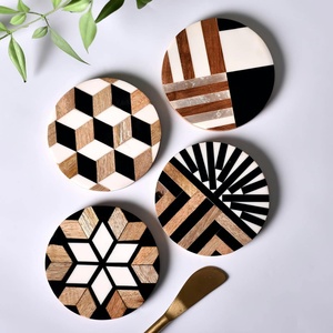 HASAN CRAFT Sous-verre en bois à motif oriental incrusté, design de luxe, antidérapant, jetable, épaisseur personnalisable pour la protection de la table - Product Image 5