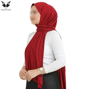 Hijab en jersey rouge uni, tissu extensible doux, style décontracté, respirant, pour femmes, à porter toute l'année - Product Image 5
