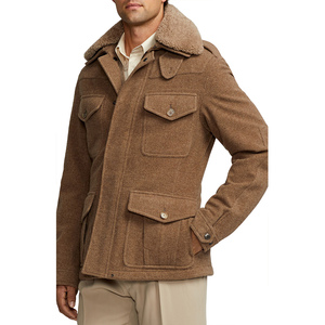 Blazer Homme Grande Taille Personnalisé en Laine Double Face 100% Chaude – Manteau d'Automne Hiver Coupe Droite Marron - Product Image 2