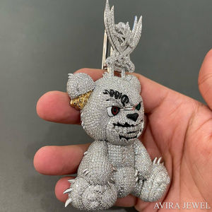 Colgante de Moissanita de Lujo, Plata de Ley 925, Chapado en Oro Rosa, Sin Níquel, Sin Plomo, Estilo Hip Hop, para Hombre y Mujer, para Fiestas, con Certificado GRA - Product Image 4