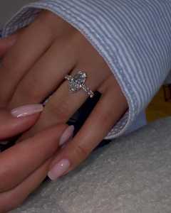 <b>Engagement</b> <b>Rings</b> IGI 3Ctw Moval Cut Lab Grown Diamond Prong Set Solitaire <b>Unique</b> Proposal Statement Proposal <b>Ring</b> 14K Solid Gold - Product Image 2