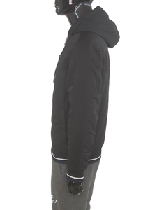 Chaqueta Acolchada Negra con Capucha para Hombre, Cierre de Cremallera, Resistente al Viento, Informal, para Invierno, Corte Regular, Relleno de Poliéster, Color Sólido - Product Image 2