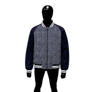Veste marine PREMIUM pour hommes, couleur unie, fermeture éclair, coupe classique, style décontracté, col rabattu, matière polyester, idéale pour l'automne - Product Image 1