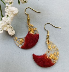 Epoxy <b>Resin</b> With Gold Foil Earring For Party Event Festive Women Trending Party Statement Jewelry Acrylic Lucite Dangle Earring - Product Image 3