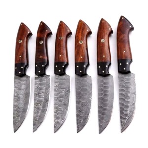 Juego de 6 Cuchillos de Cocina de Acero de Damasco Hechos a Mano, de Alta Calidad, Precio Bajo al por Mayor, Fabricación OEM - Product Image 4