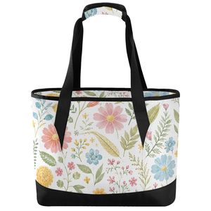 Sac Isotherme Floral Portable pour Repas – Sac Glacière Fourre-tout en Polyester avec Fermeture Éclair et Bandoulière pour Transport Alimentaire - Product Image 1
