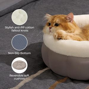 Cat Beds for Indoor Cats, Washable Round Cat Bed, Cute Kitten Bed with Anti-Slip Bottom for Kitty and Puppy, 18 Inches, Goat - Product Image 6