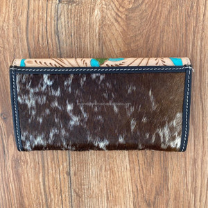 Cartera de mano tallada, funda de teléfono de embrague, elegante, multiusos, de cuero occidental, Color turquesa, Cartera de flores para mujer - Product Image 4