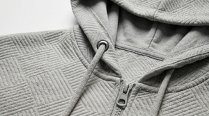 Veste à capuche zippée pour homme avec logo personnalisé, sweat-shirt texturé confortable avec poche avant pour un usage quotidien - Product Image 5