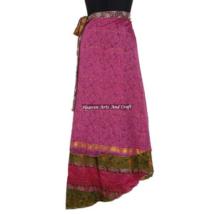 Indian Vintage Silk Saree Wrap <b>Skirt</b> New Girls <b>Boho</b> Gypsy Wraparound Silk <b>Skirt</b> Sarong Long Heaven Arts and Craft - Product Image 3
