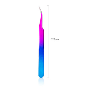 แหนบต่อขนตาสแตนเลสสตีลโค้งตรง ป้องกันไฟฟ้าสถิตย์ สีรุ้ง รุ่นใหม่ ปี 2026 - Product Image 5