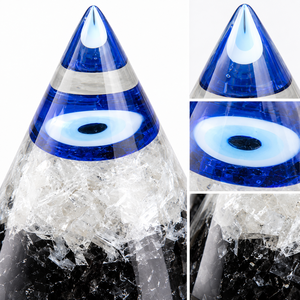 Pyramide d'orgonite Œil bleu, cône de sélénite et tourmaline noire, triangle – Fournisseur en gros - Product Image 4